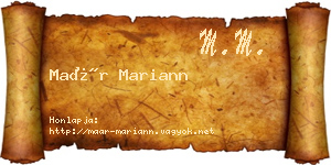 Maár Mariann névjegykártya
