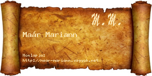 Maár Mariann névjegykártya